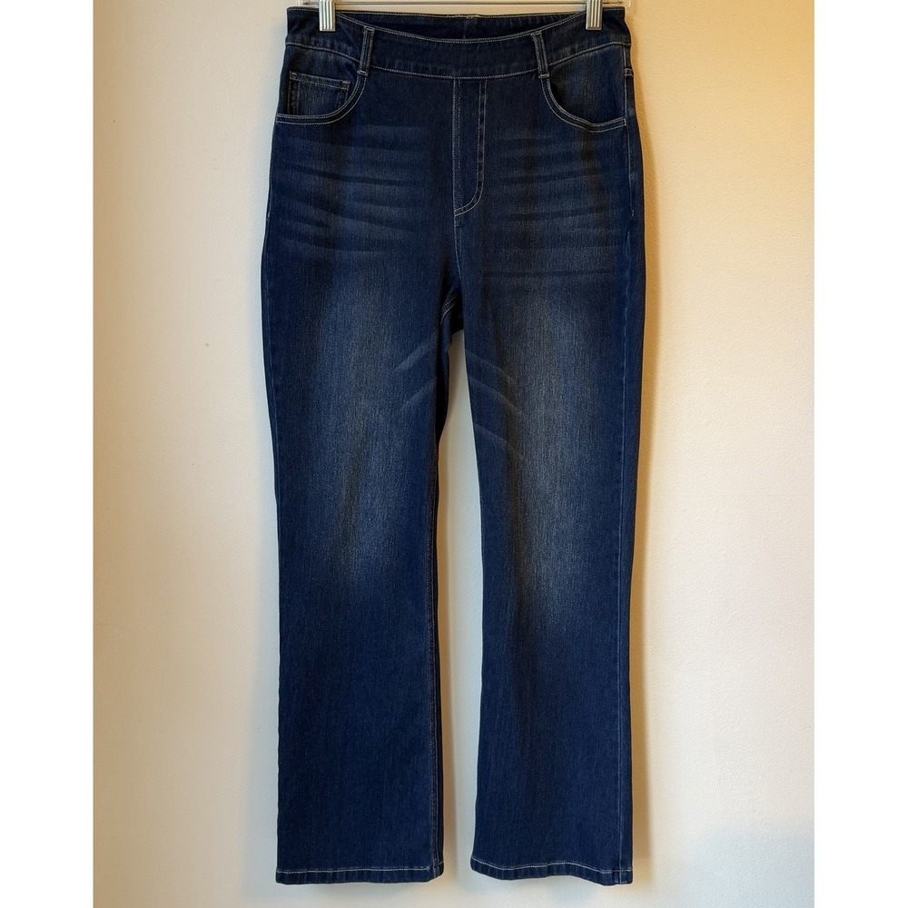 Halara Flex Pull On Jeans PM Blue High Waist Straight Leg